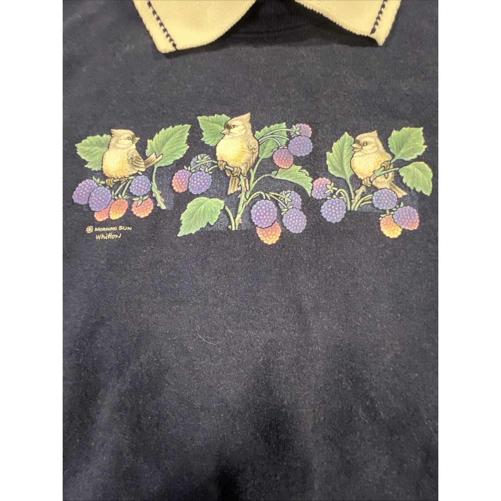 VTG 90s Morning Sun Collared Sweatshirt Womens 2XL Grandma Cottagecore Pullover - Picture 2 of 9